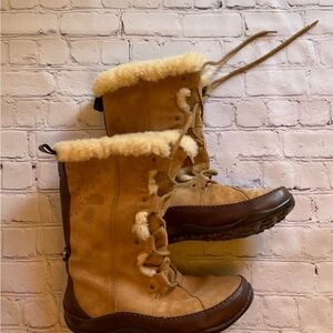The North Face Brown and Cream Winter Boots